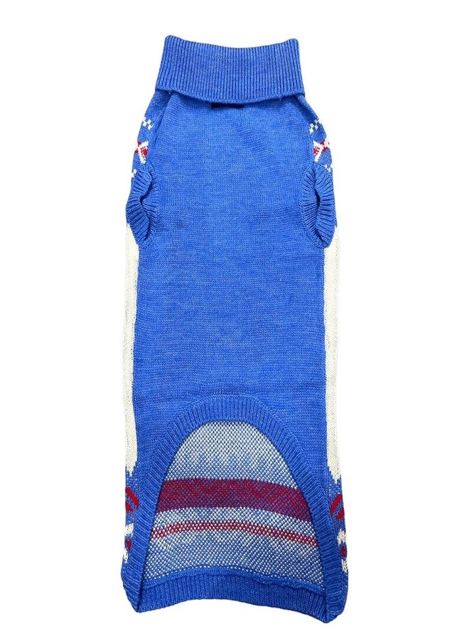 DOGTOWN Dog Snowflake Sweater with Free Superbone Dog Treats | Cozy Winter Knit for Pets (Blue, 24) - Image 3